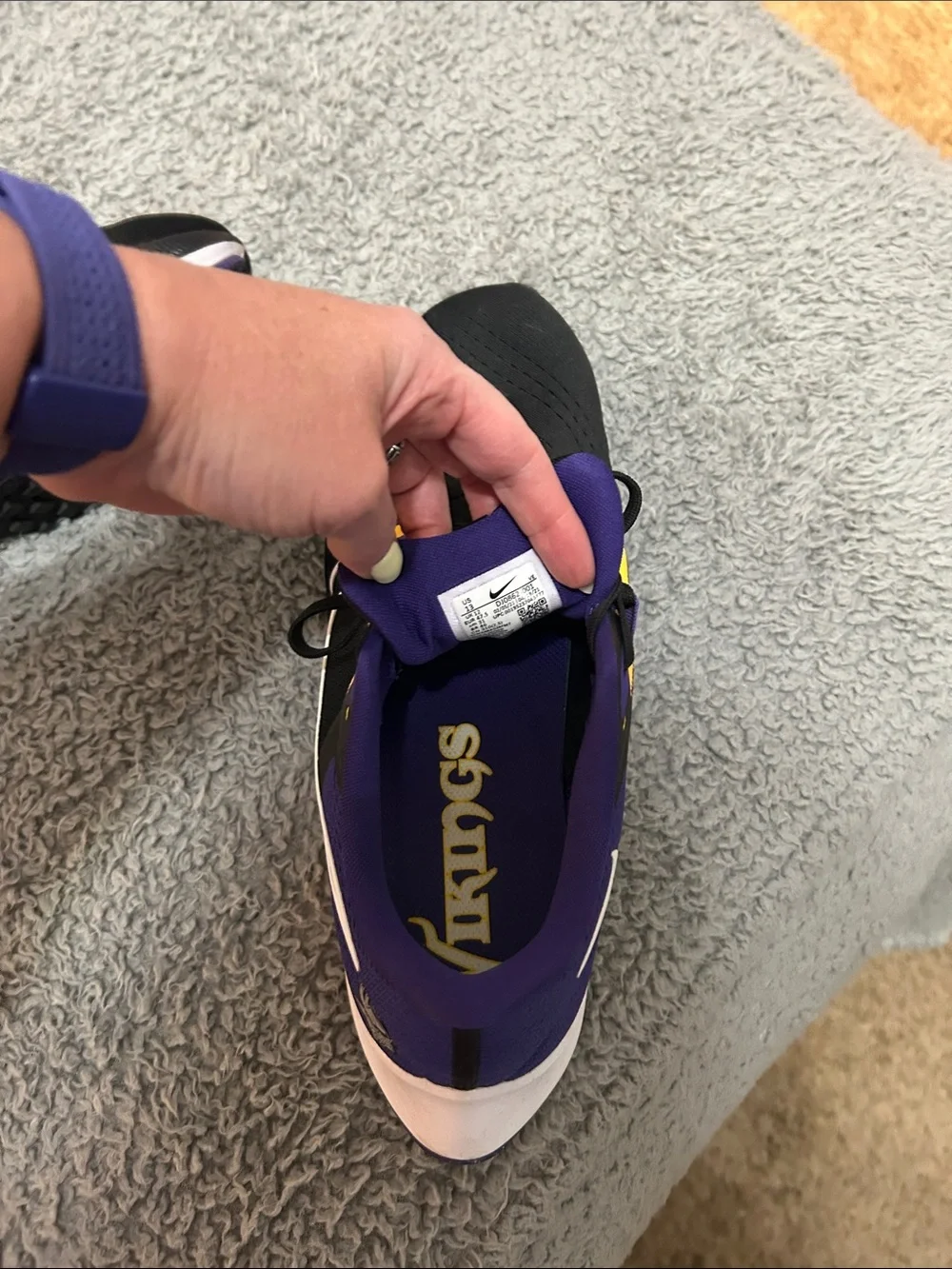 Men's Nike Air Zoom Minnesota Vikings Athletic Shoes in Black, Purple & Yellow